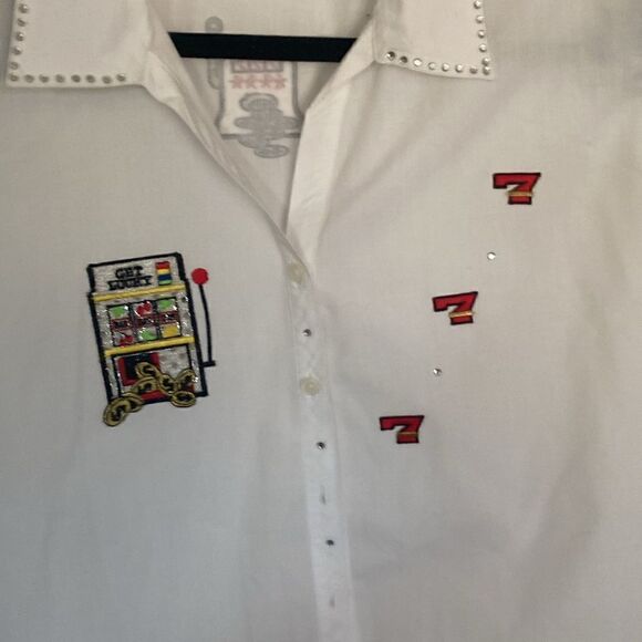 Get Lucky White Casino Cool Shirt 3/4 Length sleeve size Large - Picture 8 of 8